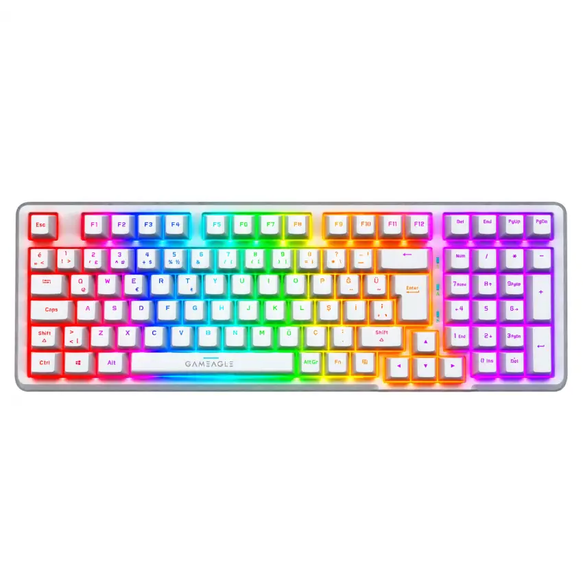 Gameagle Troya RGB Kablosuz 3 Mod TR Layout Mekanik Oyuncu Klavyesi Beyaz