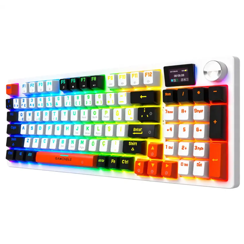 Gameagle Vision Prime Rgb Kablosuz 3 Mod LCD Ekran TR Layout Mekanik Oyuncu Klavyesi Mix V1