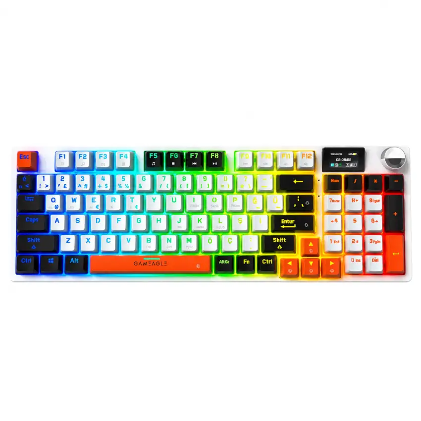 Gameagle Vision Prime Rgb Kablosuz 3 Mod LCD Ekran TR Layout Mekanik Oyuncu Klavyesi Mix V1