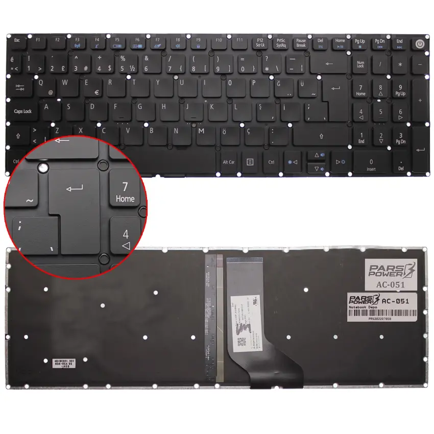 Acer Aspire VN7-593 Notebook Klavye Işıklı (Siyah TR)