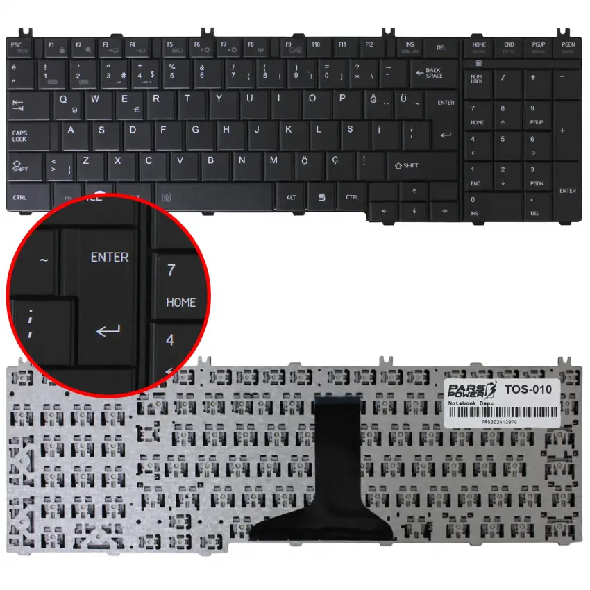 Toshiba Satellite L750-1PP, L750-1PT Notebook Klavye (Siyah TR)