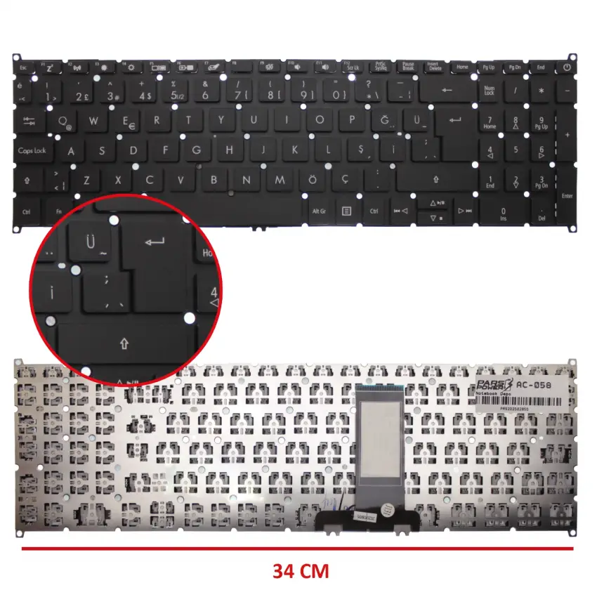 Acer Aspire A715-54G Serisi Klavye (Siyah TR)