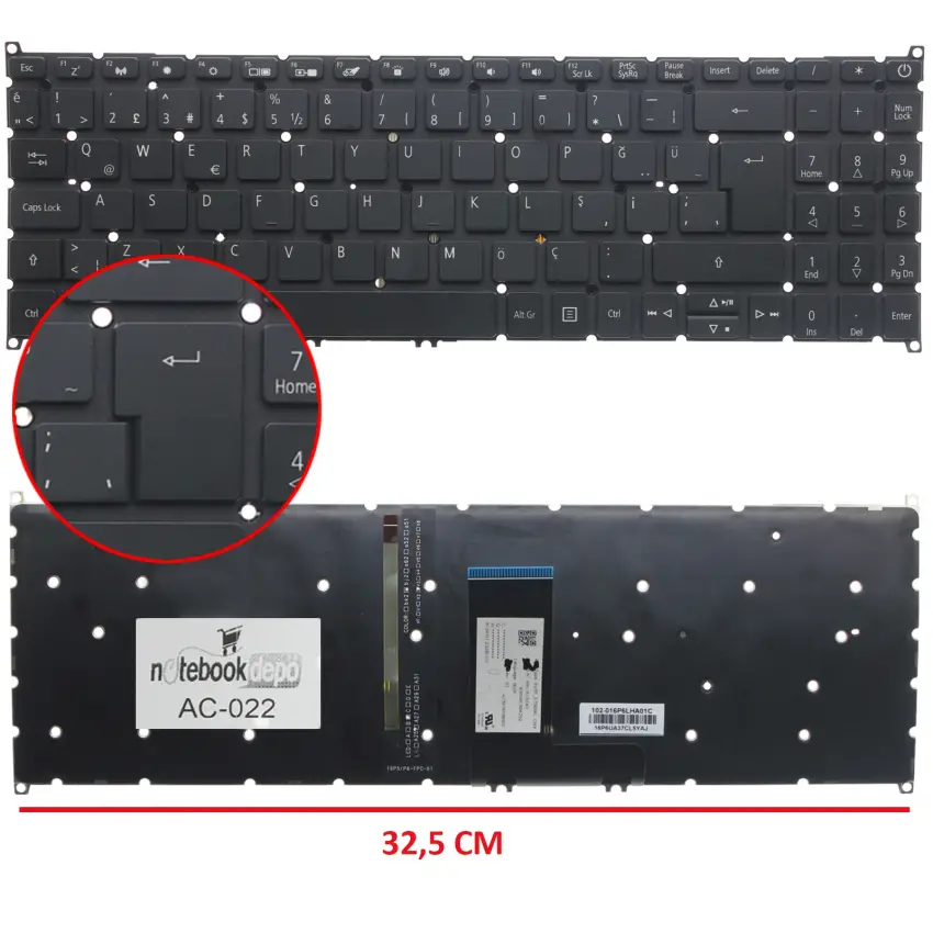 Acer Aspire 3 A115-32 Serisi N20C5 Klavye Işıklı (Siyah TR)