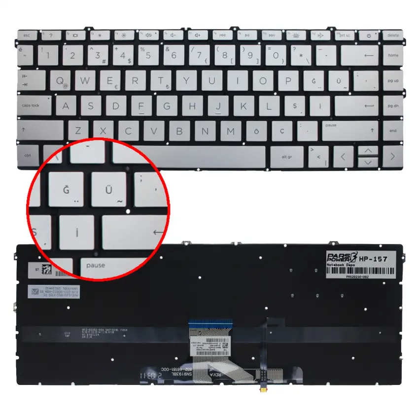 Hp 14-EP Serisi Klavye Işıklı (Gümüş TR)