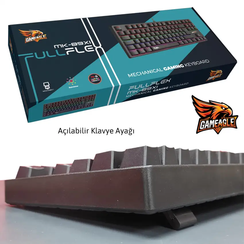 GAMEAGLE FULLFLEX MK-89X1B Mekanik Kablolu Işıklı Türkçe Q Klavye (Red Switch)