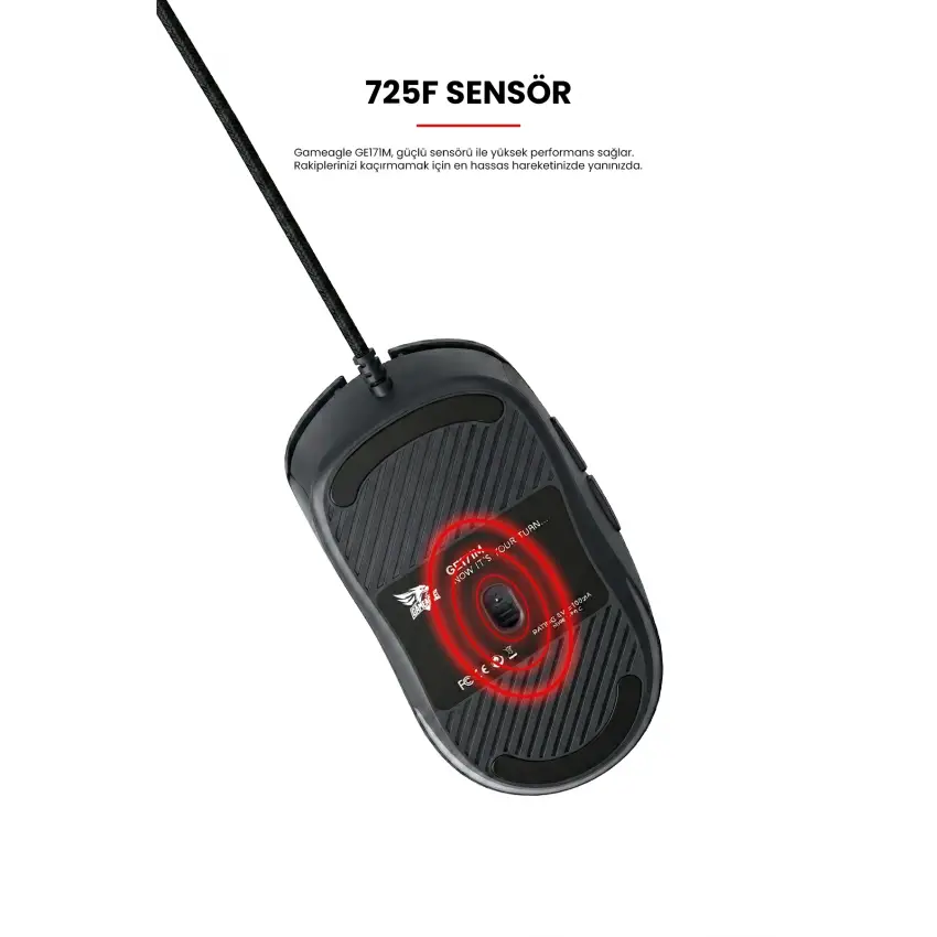 Gameagle GE171M Kablolu RGB Oyuncu Gaming Optik Mouse (Siyah)