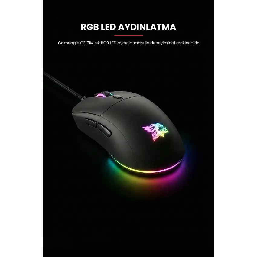 Gameagle GE171M Kablolu RGB Oyuncu Gaming Optik Mouse (Siyah)