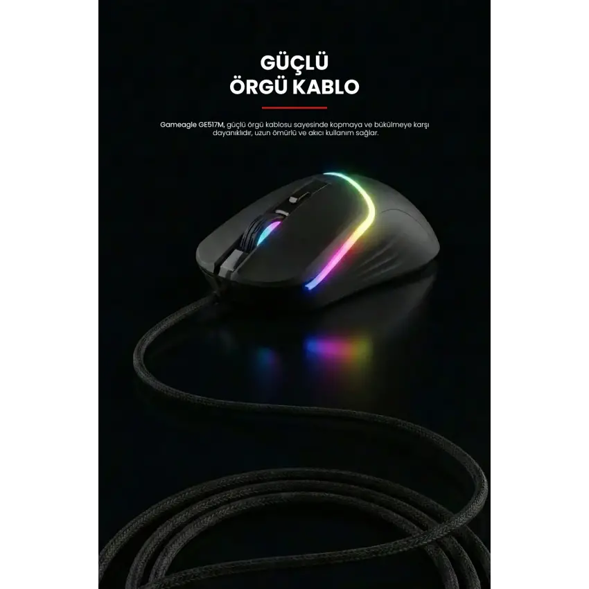 Gameagle GE517M Kablolu RGB Oyuncu Gaming Optik Mouse (Siyah)