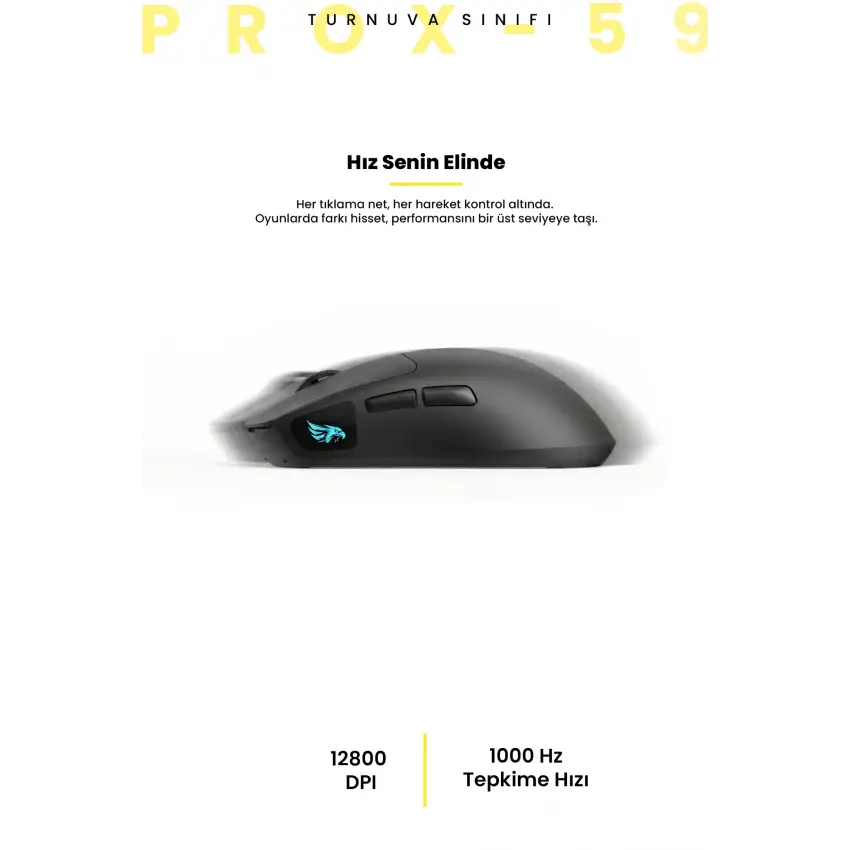Gameagle PROX-59B Serisi Hafif Kablosuz 3 Mode Oyuncu Gaming Optik Mouse (Siyah)