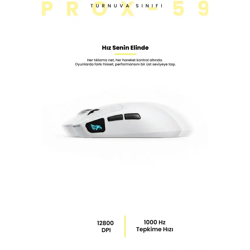 Gameagle PROX-59W Serisi Hafif Kablosuz 3 Mode Oyuncu Gaming Optik Mouse (Beyaz)