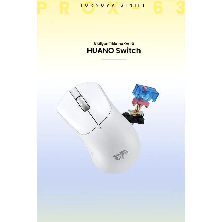 Gameagle PROX-63W Serisi Hafif Kablosuz 3 Mode Oyuncu Gaming Optik Mouse (Beyaz)