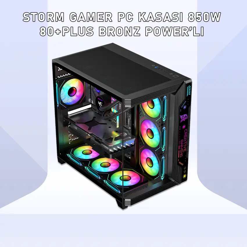 Gameagle Storm 7 Argb Fanlı Gamer Bilgisayar Kasası 850W 80+ Plus Bronz Powerlı (Siyah)
