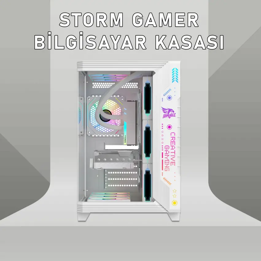 Gameagle Storm 7 Argb Fanlı Gamer Bilgisayar Kasası (Beyaz)