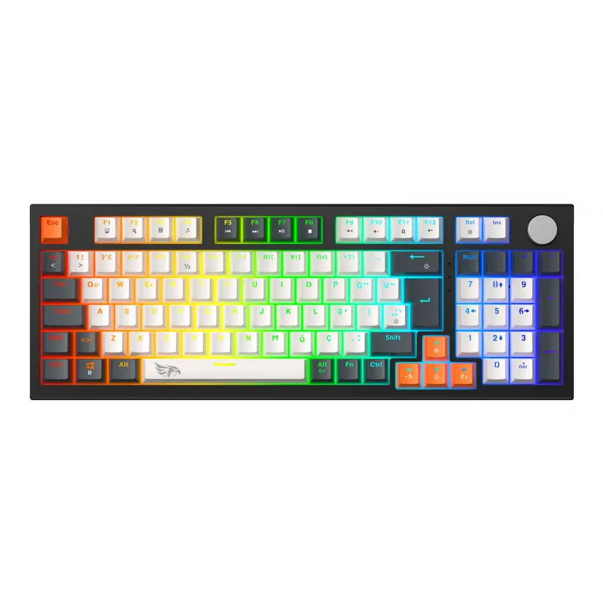 Gameagle Strike Plus Rainbow Kablolu TR Layout Mekanik Oyuncu Klavyesi Blue Switch Beyaz