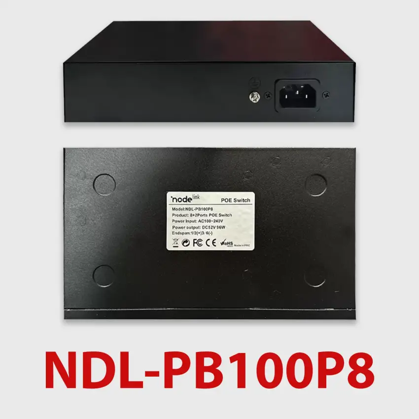 Node Link Power Beam NDL-PB100P8 8+2 10/100 Metal Kasa Kamera Ethernet POE Switch