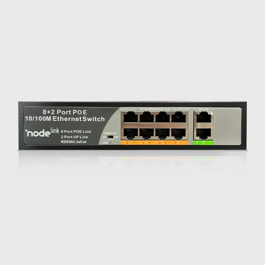 Node Link Power Beam NDL-PB100P8 8+2 10/100 Metal Kasa Kamera Ethernet POE Switch