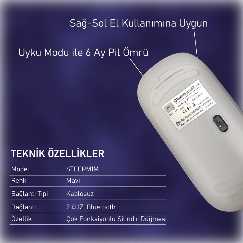Steep Solid Magic 2.4G Bluetooth Mouse (Mavi)