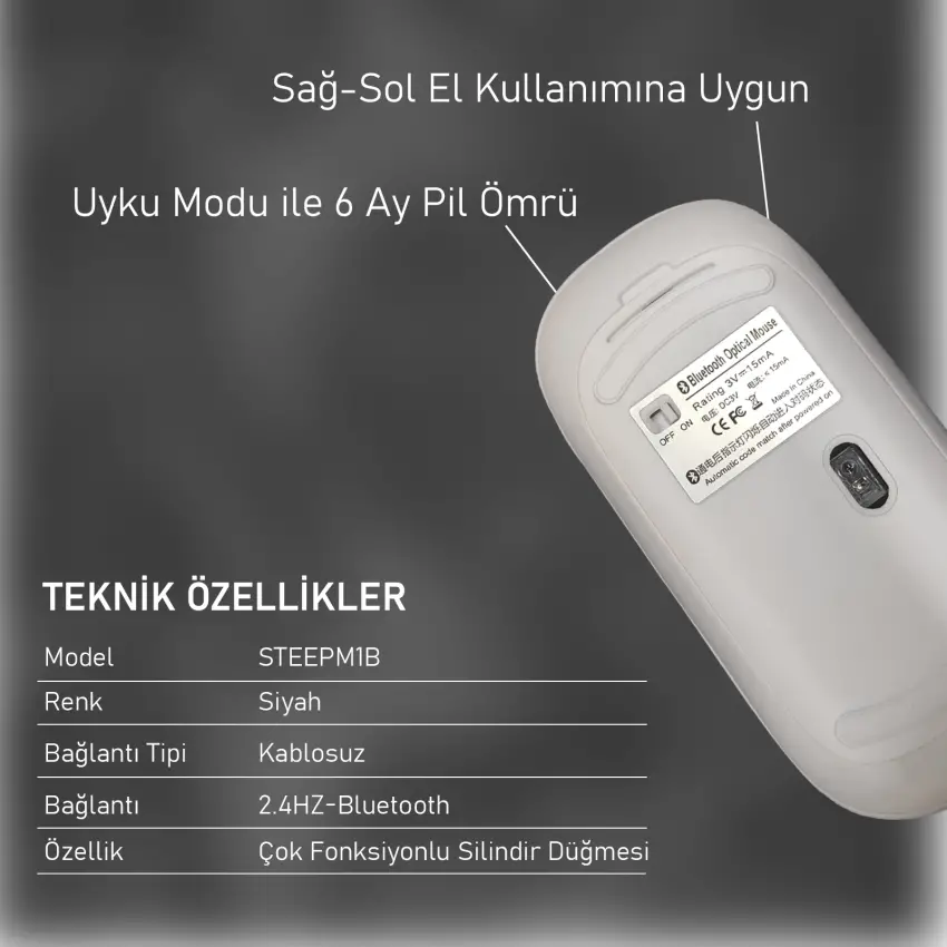 Steep Solid Magic 2.4G Bluetooth Mouse (Siyah)