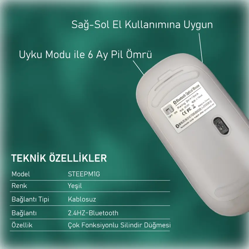 Steep Solid Magic 2.4G Bluetooth Mouse (Yeşil)