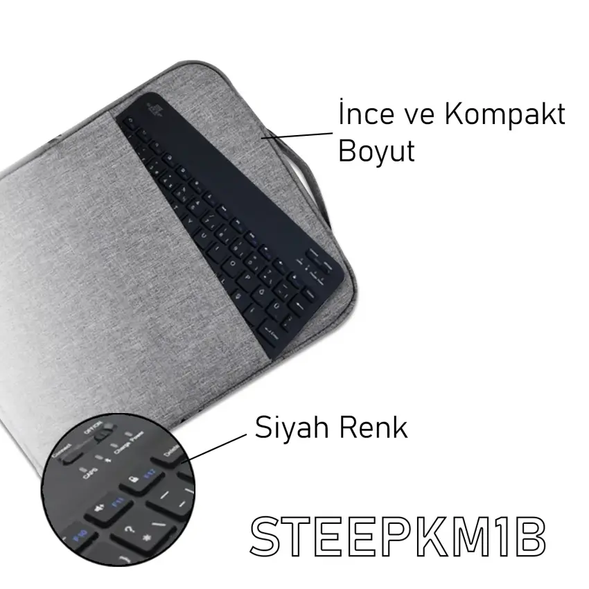 Steep Solid Magic Şarjlı Bluetooth Klavye - Mouse Set (Siyah TR) STEEPKM1B