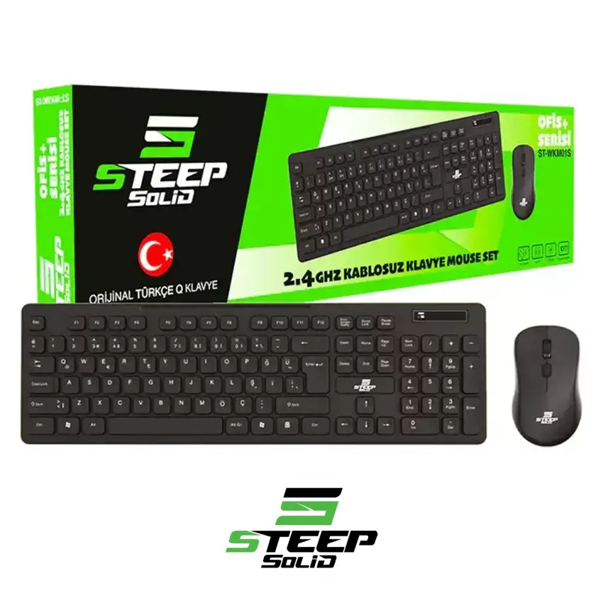 Steep Solid ST-WKM01S Ofis Tipi Standart Kablosuz Klavye - Mouse Set