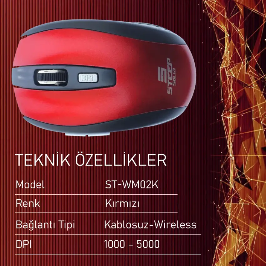Steep Solid ST-WM02K Optik Kablosuz Wireless Mouse (Kırmızı)