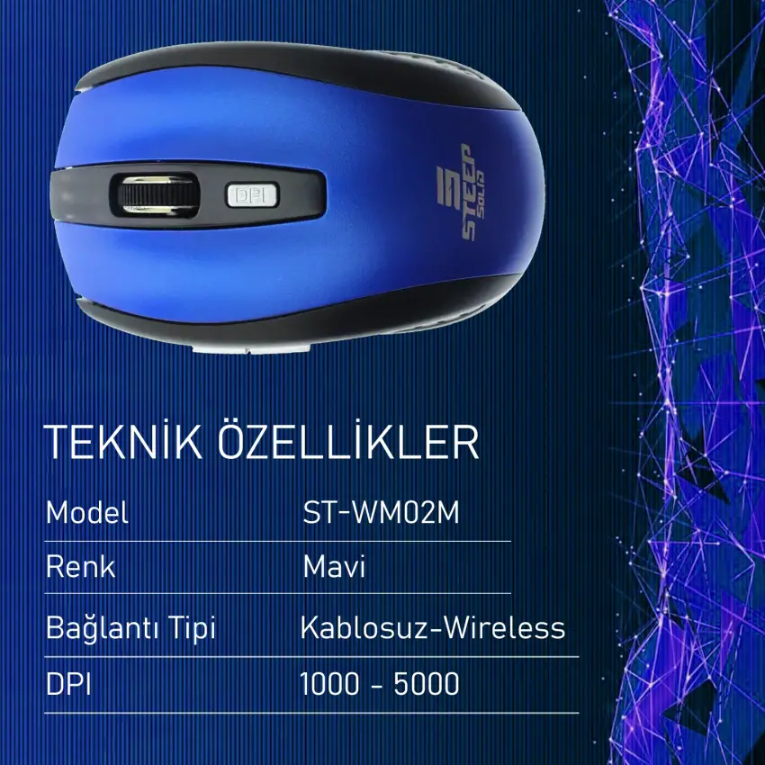 Steep Solid ST-WM02M Optik Kablosuz Wireless Mouse (Mavi)