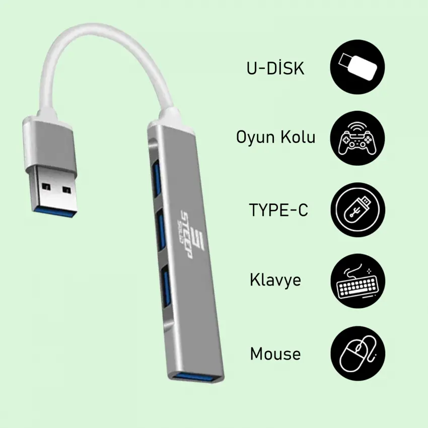 Steep Solid Ultra Slim 4 Port USB 3.0 Hub Çoklayıcı - Çoğaltıcı (Metal)