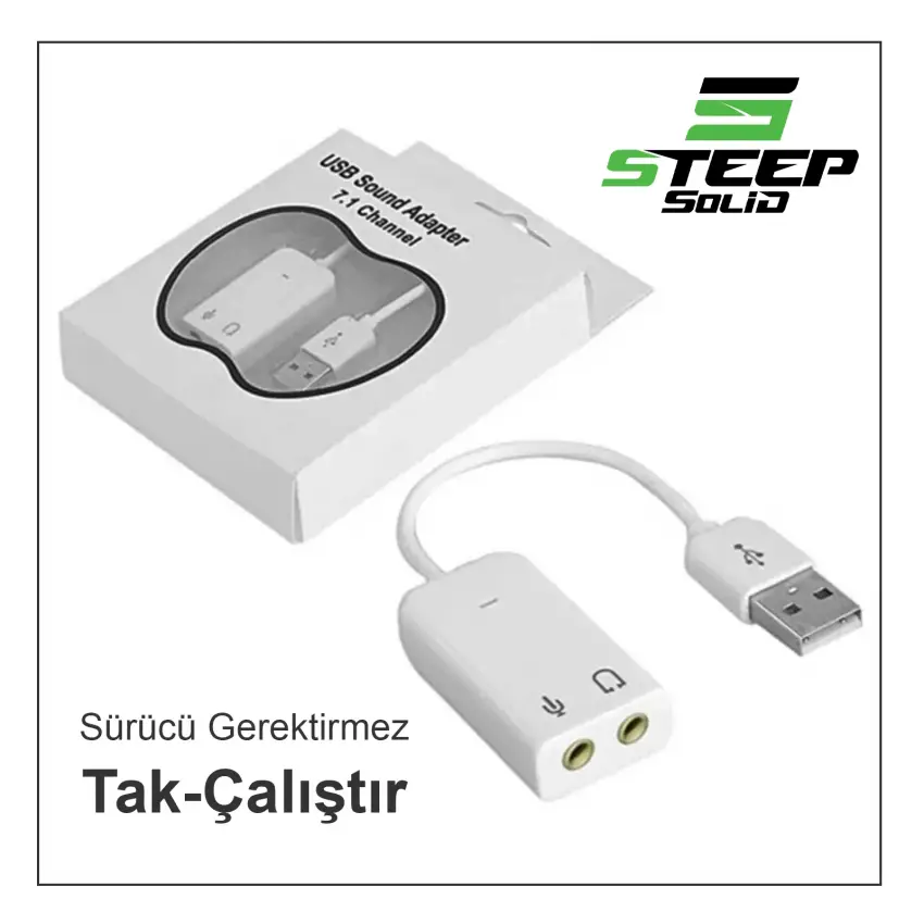 USB 2.0 Kablolu 7.1 Kanal 3.5mm Jack Dönüştürücü Harici Usb Ses Kartı SESUSBW