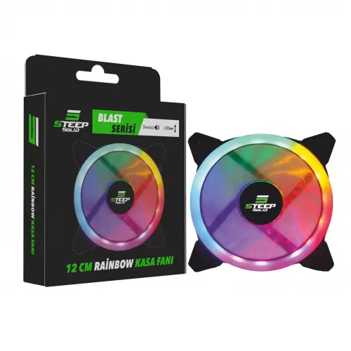 12cm Gökkuşağı RBW Led Fan - Performans Seri Sessiz Kasa Egzoz Fanı
