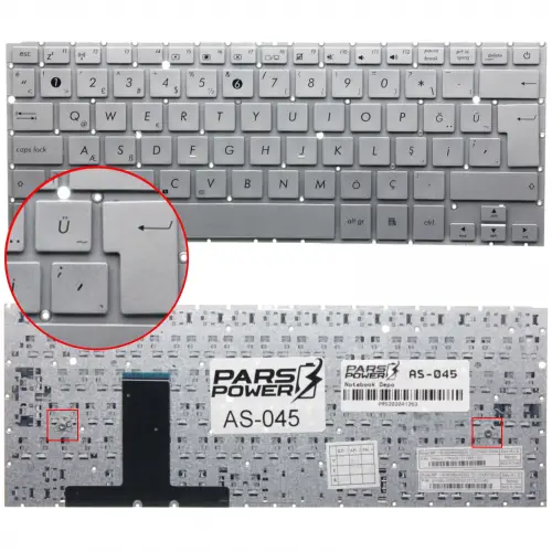 Asus Zenbook UX32VD-R3014H, UX32VD-R4002V Notebook Klavye (Gümüş TR)