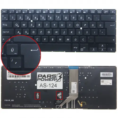 Asus VivoBook S14 S410, X411 Klavye Işıklı (Siyah TR)