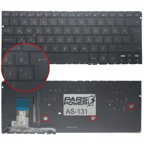 Asus ZenBook UX330UA, UX330CA Klavye Işıklı (Siyah TR)
