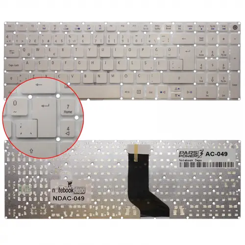 Acer Aspire E5-573T-34HP, E5-573T-34J6 Notebook Klavye (Beyaz TR)
