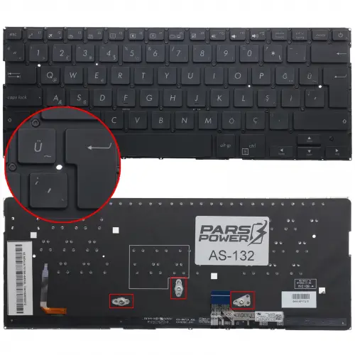 Asus Zenbook 13 UX331FA, UX331FN Klavye Işıklı (Siyah TR)