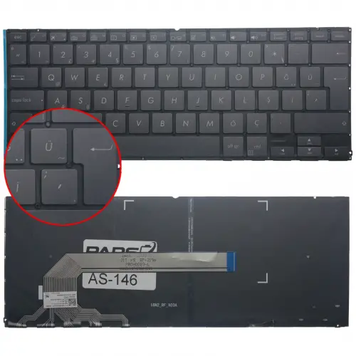 Asus ZenBook UX370UA Serisi  Klavye Işıklı (Siyah TR)