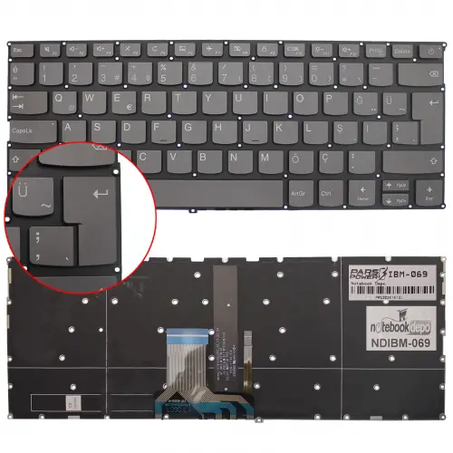 Lenovo ideaPad 720S-14IKB 81BD002ATX Notebook Klavye Işıklı (Füme TR)