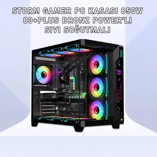 Gameagle Storm 7 Argb Fanlı Gamer Pc Kasası 850W 80+ Plus Bronz Powerlı Sıvı Soğutmalı (Siyah)