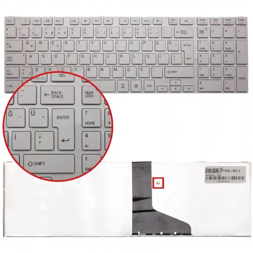 Toshiba Satellite C850, C855, C870, L850, L855, L870 Serisi Uyumlu Notebook Klavye (Beyaz TR)