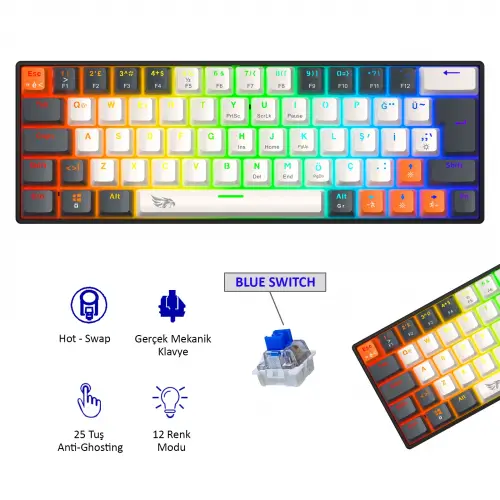 Gameagle Neopulse MK-64X2ABB Mekanik Işıklı Oyuncu Klavye