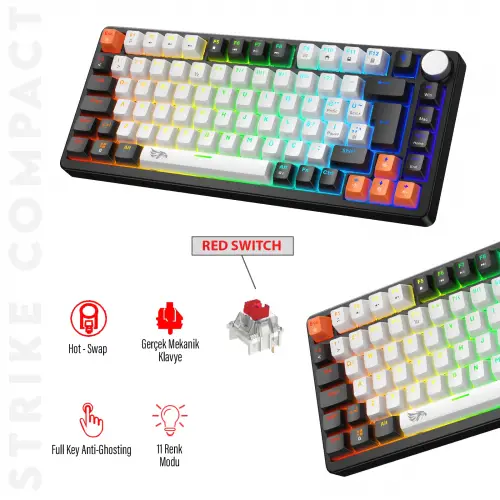 Gameagle Strike Compact MK-82X2ABR Mekanik Işıklı Gamer Klavye