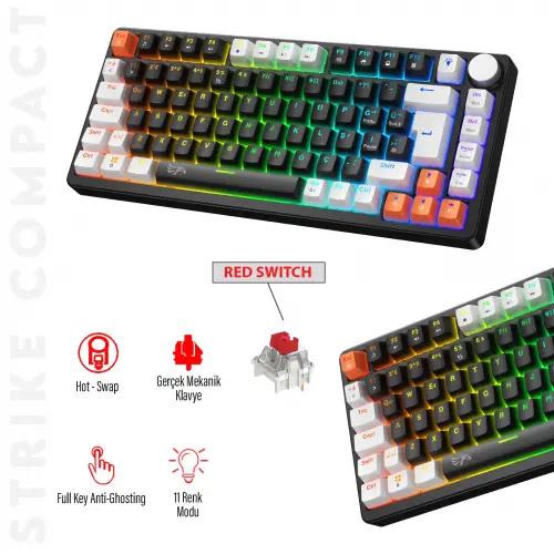 Gameagle Strike Compact MK-82X2BAR Mekanik Işıklı Oyuncu Klavye