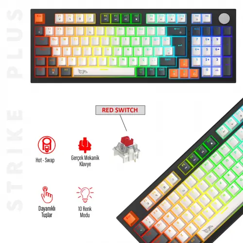Gameagle Strike Plus MK-96X2ABR Mekanik Işıklı Gamer Klavye