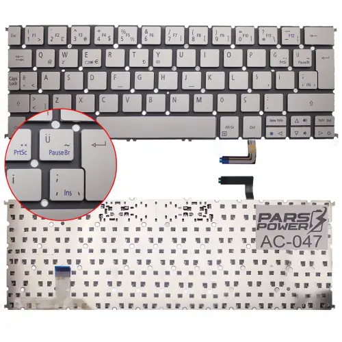 Acer Aspire S7-191-73514g25ass Klavye (Gümüş TR)