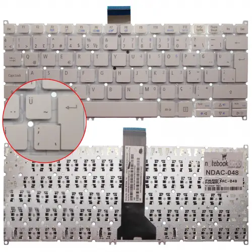 Acer NSK-R71BW01, RT0SW Notebook Klavye (Beyaz TR)