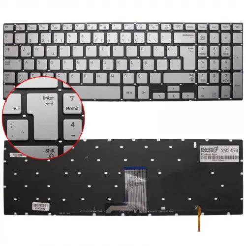 Samsung BA75-04639R Uyumlu Notebook Klavye (Gümüş Işıklı TR)