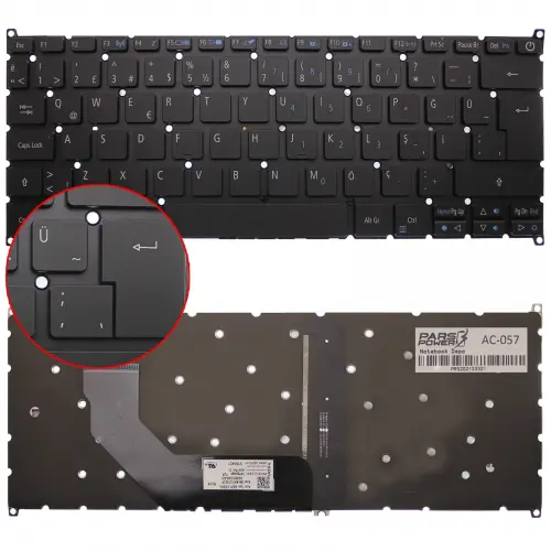 Acer Swift 1 SF113-31-P5CK Klavye Işıklı (Siyah TR)