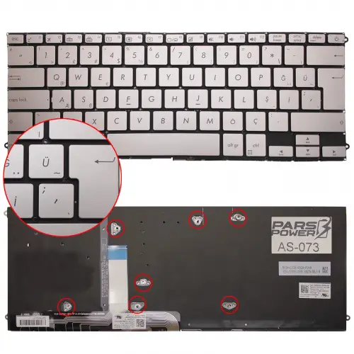 Asus UX490UA-BE037T Notebook Klavye (Işıklı Gümüş TR)