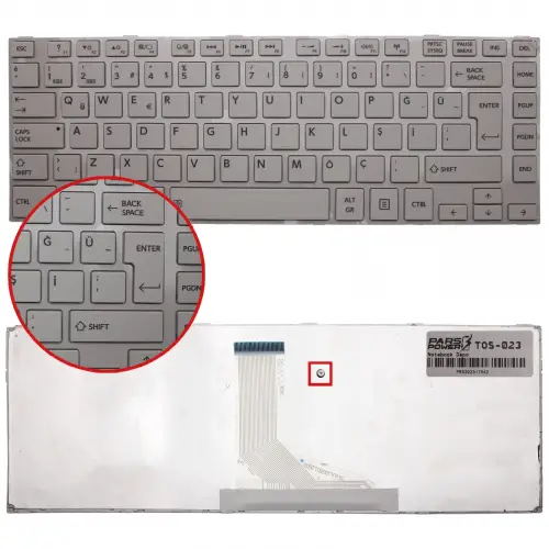 Toshiba Satellite C800, C805, C840, C845, L800, L805, L830, L840 Serisi Notebook Klavye (Beyaz TR)