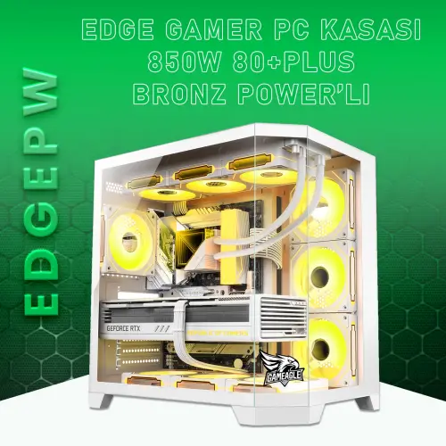 Gameagle Edge 7 Argb Fanlı Oyuncu Pc Kasası 850W 80+ Plus Bronz Modüler Powerlı (Beyaz)